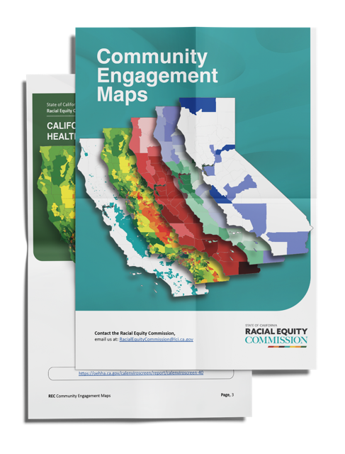 Diseño de portada de Community Engagement Maps de California