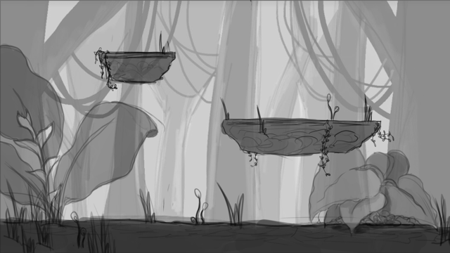 Concepto inicial de arte para un fondo de nivel de plataforma